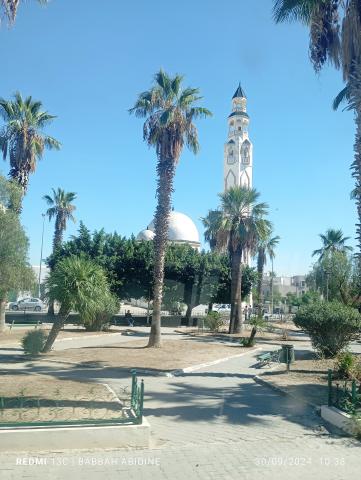 جامع و منطقة خضراء بالعاصمة التونسية
