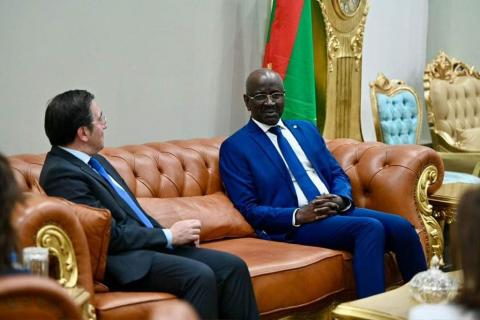 وزير الهارجية الموريتاني محمد سالم ولد مرزوك أثناء مباحثات فردية مع نظيره الإسباني مانويل الباريس بوينو (الفيسبوك)