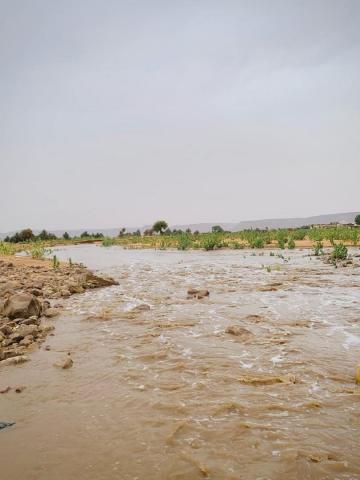 صورة لبطاح مدينة الغايره بلعصابه صباح اليوم بعد هطول الأمطار (فيسبوك)