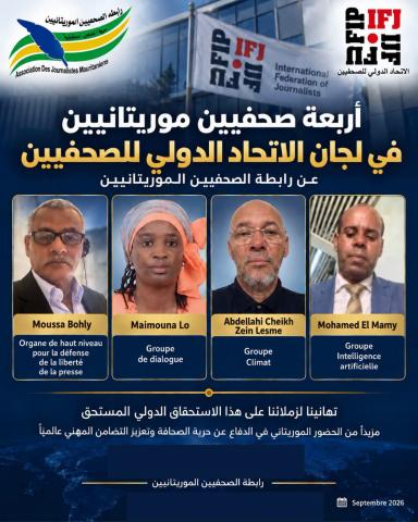 الاتحاد الدولي للصحفيين يختار أربعة صحفيين موريتانيين لعضوية عدد من لجانه